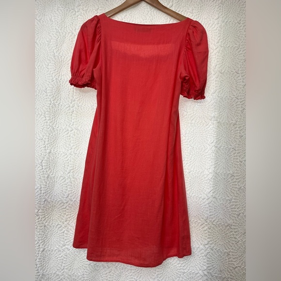 Pomander Place Tuckernuck Darcy Dress Small Coral Linen Blend Summer Chic Beach - Picture 12 of 13